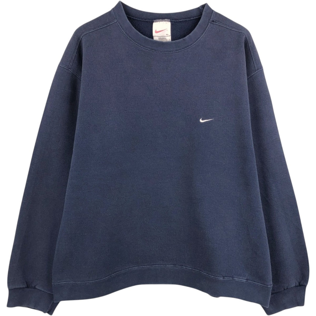 90'S Nike One Point Logo Sweatshirt, Men's XL Size Vintage cotton navy blue type Vintage Second Hand