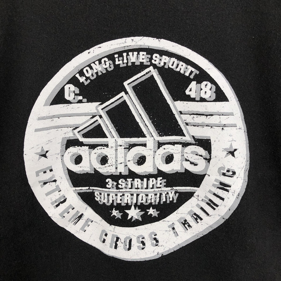 Adidas sweatshirt, made in the USA, men's size L (equivalent), crew neck. cotton black type Vintage Second Hand