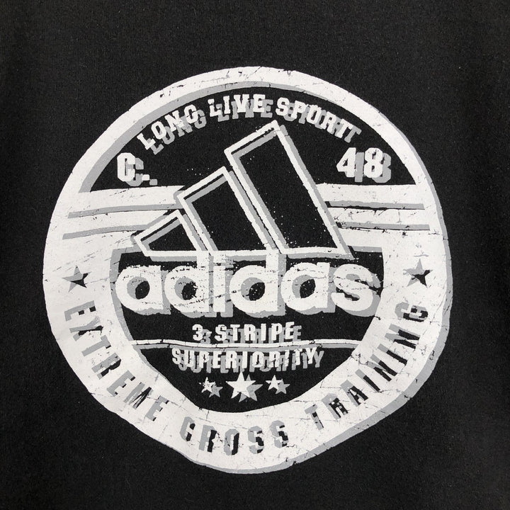 Adidas sweatshirt, made in the USA, men's size L (equivalent), crew neck. cotton black type Vintage Second Hand