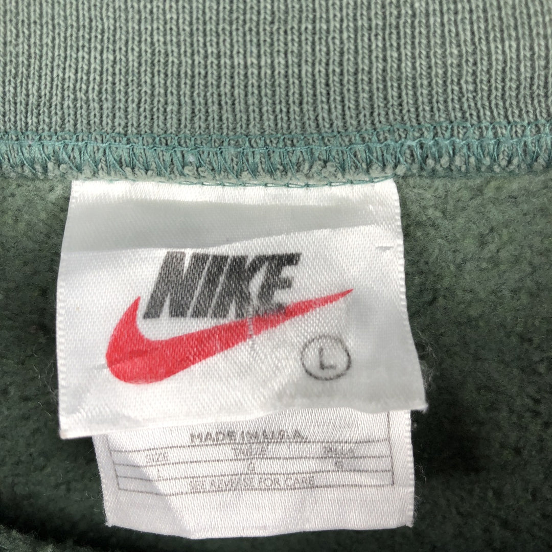 90'S Nike Logo Sweatshirt, Made in USA, Men's L Size, Vintage cotton green type Vintage Second Hand