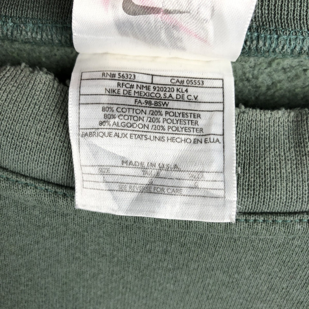 90'S Nike Logo Sweatshirt, Made in USA, Men's L Size, Vintage cotton green type Vintage Second Hand