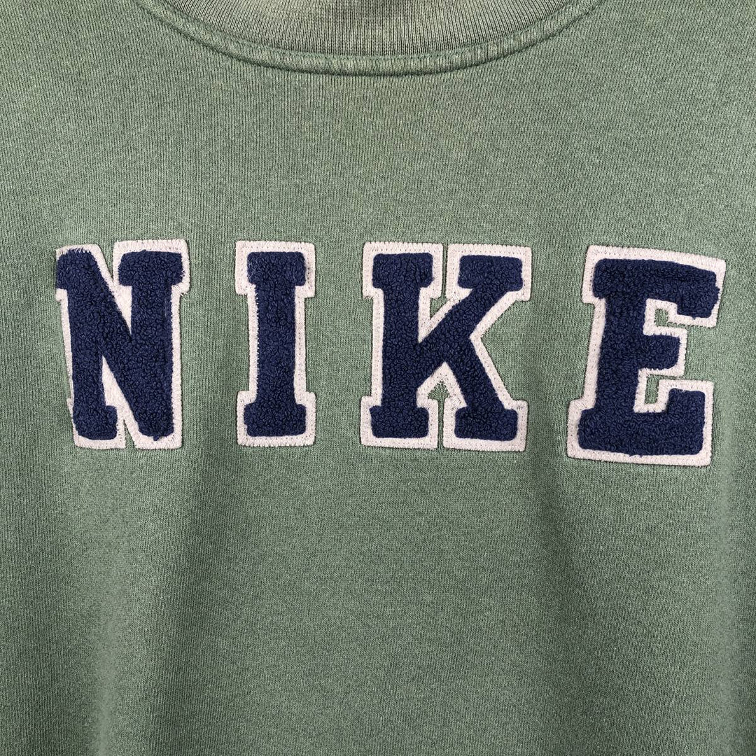 90'S Nike Logo Sweatshirt, Made in USA, Men's L Size, Vintage cotton green type Vintage Second Hand