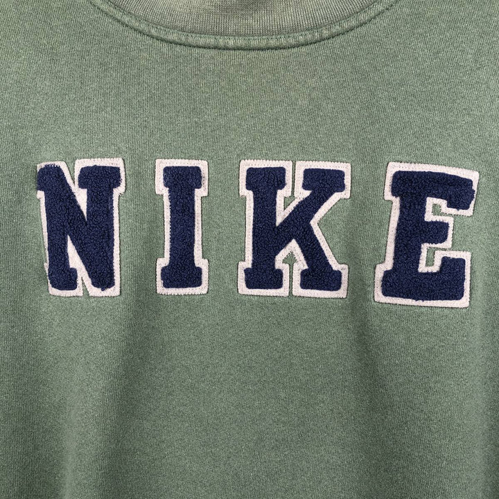 90'S Nike Logo Sweatshirt, Made in USA, Men's L Size, Vintage cotton green type Vintage Second Hand