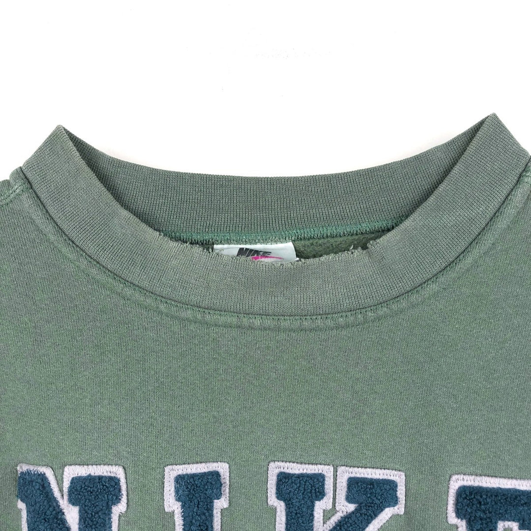 90'S Nike Logo Sweatshirt, Made in USA, Men's L Size, Vintage cotton green type Vintage Second Hand