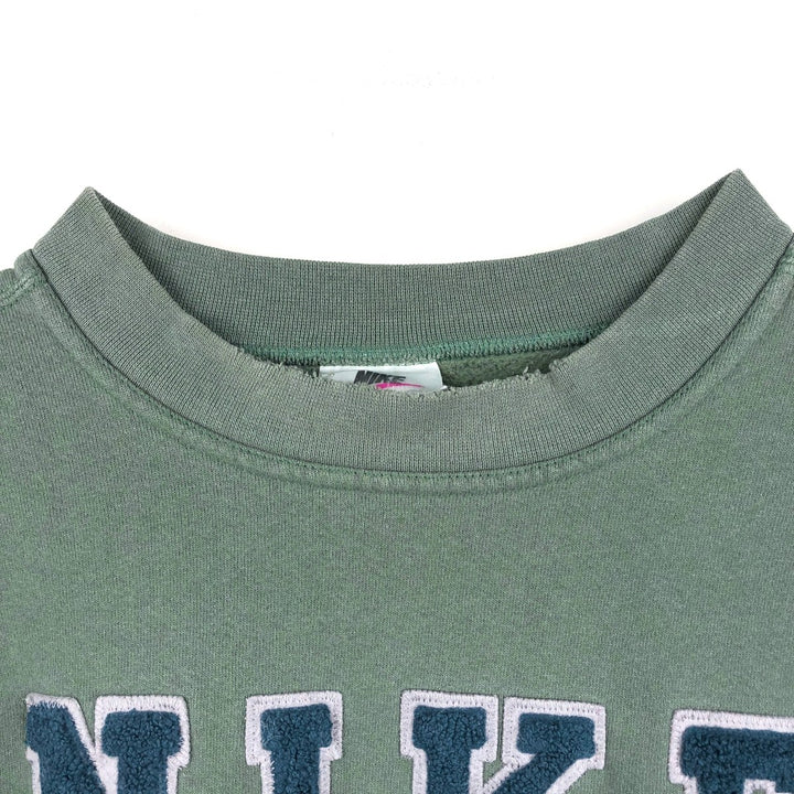 90'S Nike Logo Sweatshirt, Made in USA, Men's L Size, Vintage cotton green type Vintage Second Hand