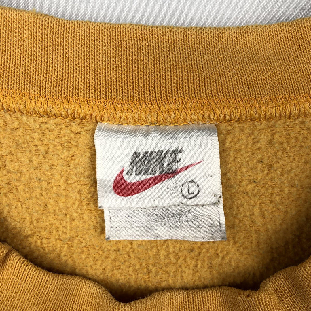 90'S Nike One Point Logo Sweatshirt Trainer Made in USA Men's L Size Vintage cotton yellow type Vintage Second Hand