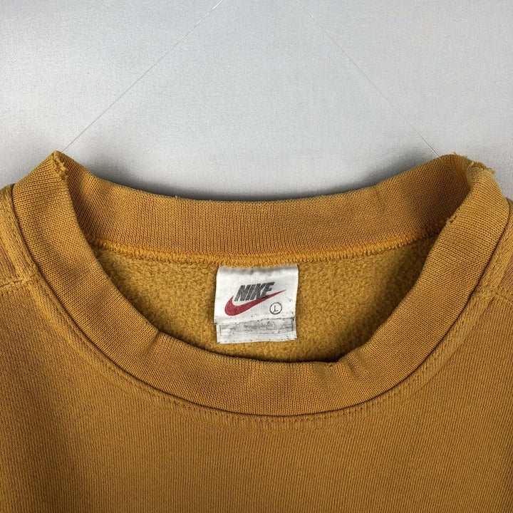 90'S Nike One Point Logo Sweatshirt Trainer Made in USA Men's L Size Vintage cotton yellow type Vintage Second Hand