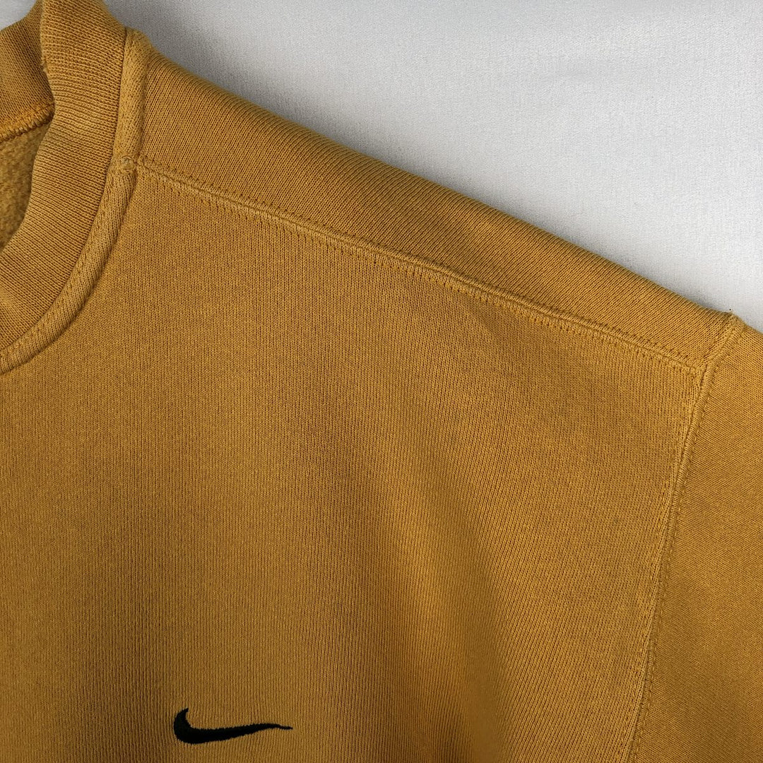 90'S Nike One Point Logo Sweatshirt Trainer Made in USA Men's L Size Vintage cotton yellow type Vintage Second Hand