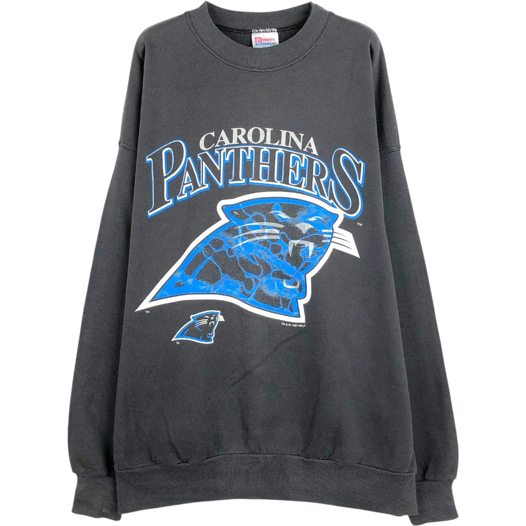 90'S Hanes NFL Carolina Panthers Logo Sweatshirt, Men's Size XL (approx.), Vintage cotton black type Vintage Second Hand