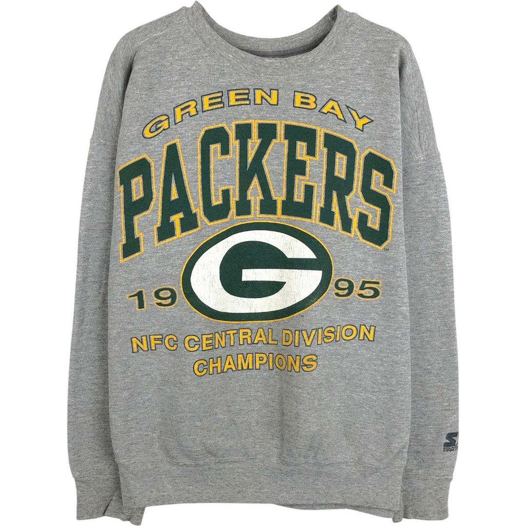 90'S Starter NFL Green Bay Packers Logo Sweatshirt, Made in USA, Men's Size L (Equivalent), Vintage cotton gray type Vintage Second Hand