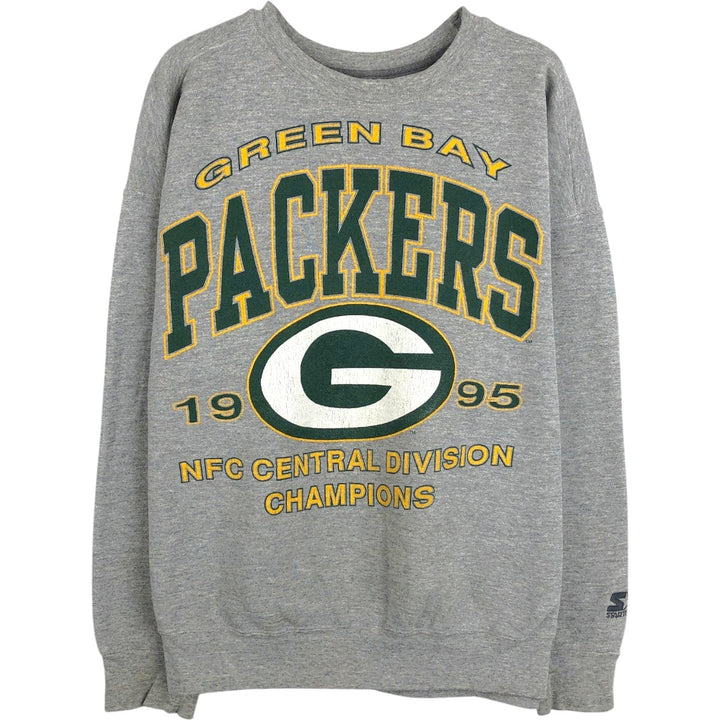 90'S Starter NFL Green Bay Packers Logo Sweatshirt, Made in USA, Men's Size L (Equivalent), Vintage cotton gray type Vintage Second Hand