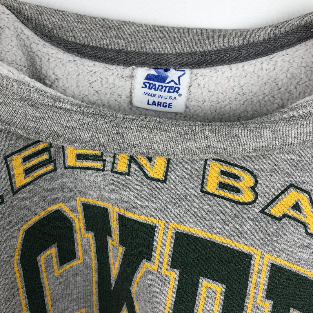 90'S Starter NFL Green Bay Packers Logo Sweatshirt, Made in USA, Men's Size L (Equivalent), Vintage cotton gray type Vintage Second Hand