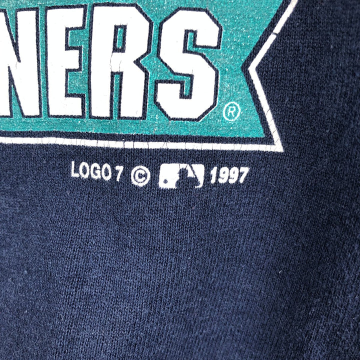 90'S Jerzees MLB Seattle Mariners Logo Sweatshirt, Made in USA, Men's XL equivalent, Vintage cotton navy blue type Vintage Second Hand