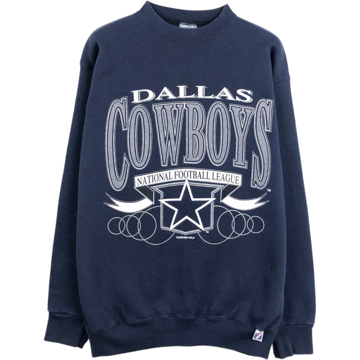 90'S LOGO7 NFL Dallas Cowboys Glitter Print Logo Sweatshirt, Made in USA, Men's Size L (Equivalent), Vintage cotton navy blue type Vintage Second Hand