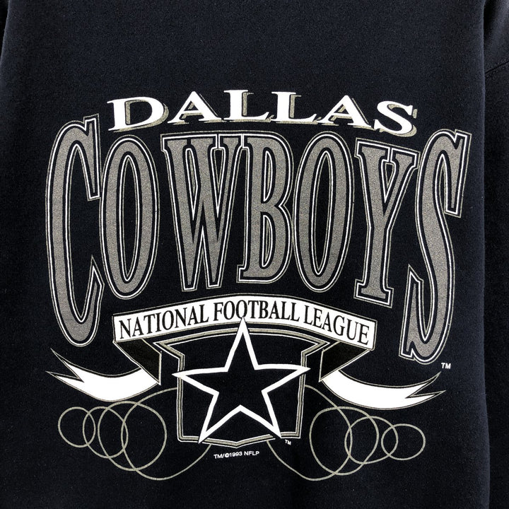 90'S LOGO7 NFL Dallas Cowboys Glitter Print Logo Sweatshirt, Made in USA, Men's Size L (Equivalent), Vintage cotton navy blue type Vintage Second Hand