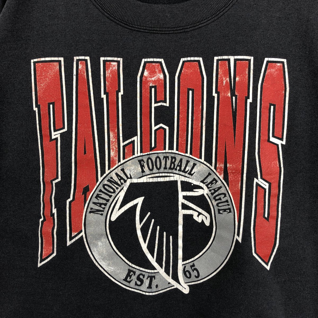 90'S TRENCH ULTRA NFL Atlanta Falcons Print Sweatshirt, Made in USA, Men's Size L (approx.) cotton Charcoal Vintage Second Hand