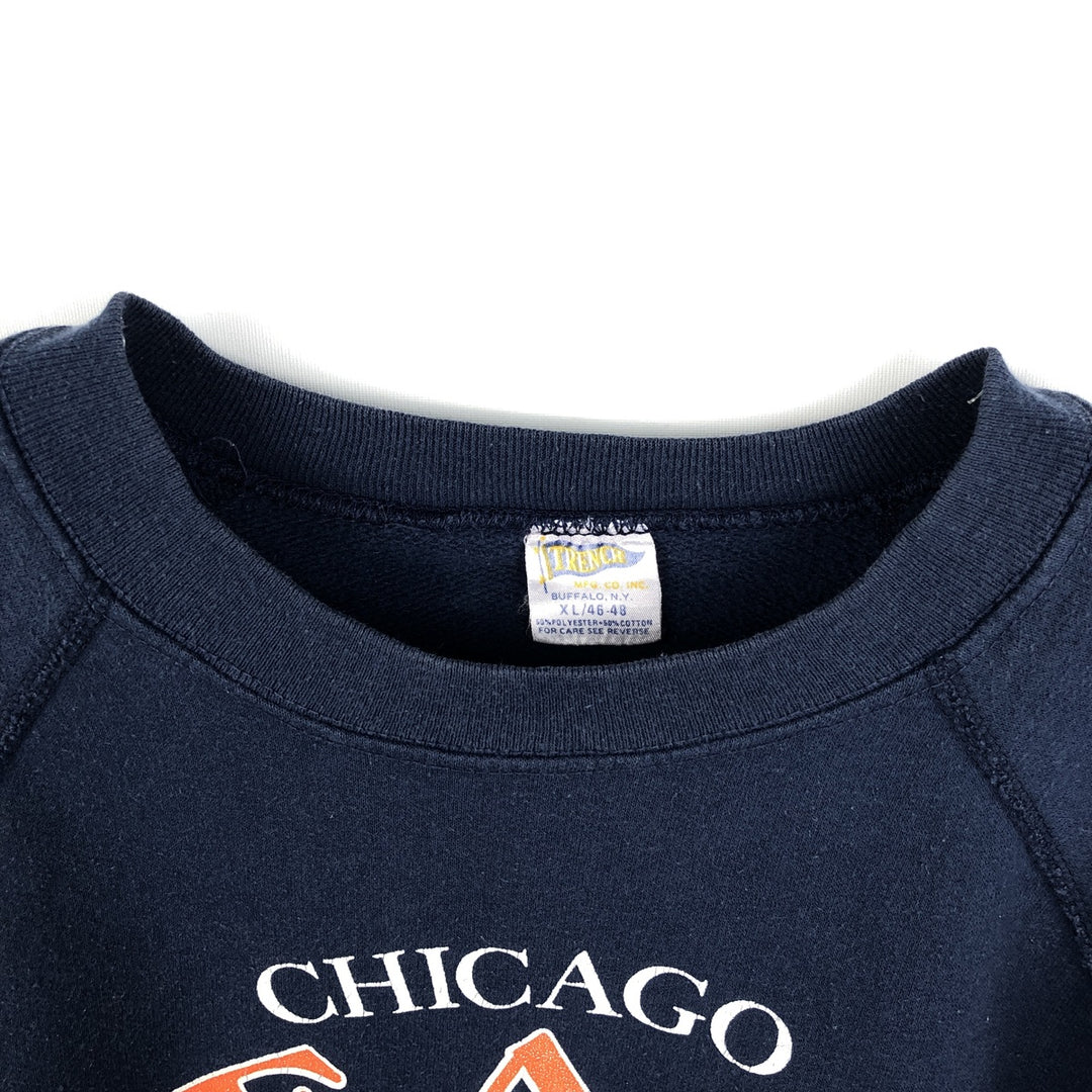 80'S TRENCH NFL CHICAGO BEARS Logo Sweatshirt, Made in USA, Men's XL equivalent, Vintage polyester navy blue type Vintage Second Hand