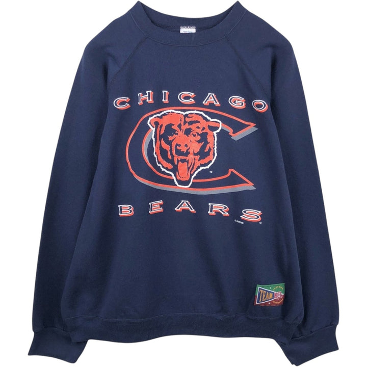 80s-90'S Jostens NFL Chicago Bears Logo Sweatshirt, Made in USA, Men's XXL equivalent, Vintage polyester navy blue type Vintage Second Hand