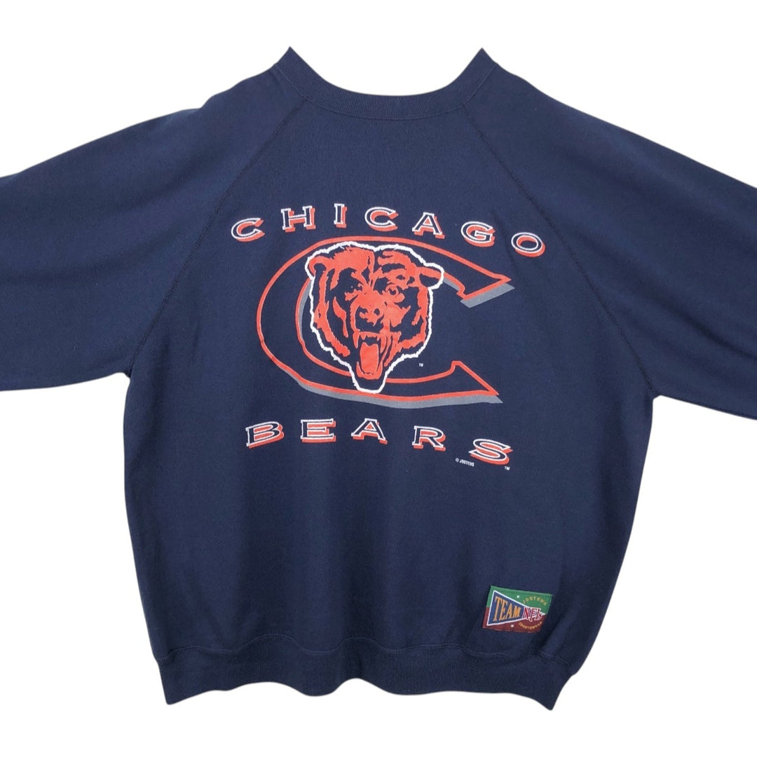 80s-90'S Jostens NFL Chicago Bears Logo Sweatshirt, Made in USA, Men's XXL equivalent, Vintage polyester navy blue type Vintage Second Hand