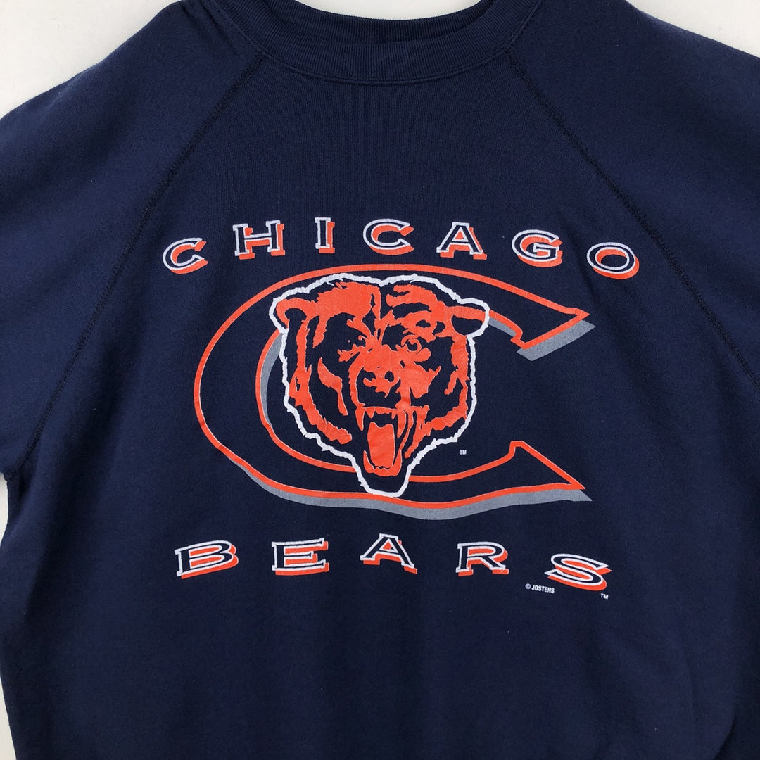 80s-90'S Jostens NFL Chicago Bears Logo Sweatshirt, Made in USA, Men's XXL equivalent, Vintage polyester navy blue type Vintage Second Hand
