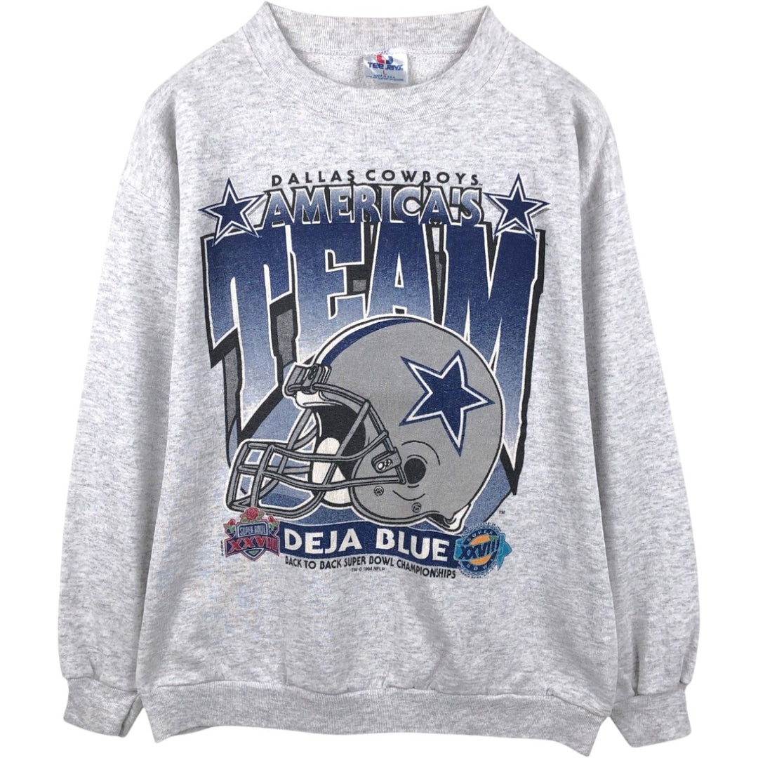 90'S Tee Jays NFL Dallas Cowboys Logo Sweatshirt, Made in USA, Men's Size L (Equivalent), Vintage polyester gray type Vintage Second Hand
