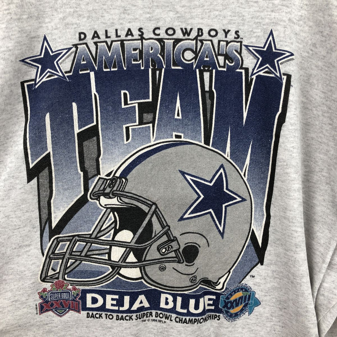 90'S Tee Jays NFL Dallas Cowboys Logo Sweatshirt, Made in USA, Men's Size L (Equivalent), Vintage polyester gray type Vintage Second Hand