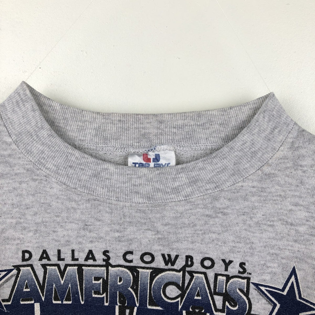 90'S Tee Jays NFL Dallas Cowboys Logo Sweatshirt, Made in USA, Men's Size L (Equivalent), Vintage polyester gray type Vintage Second Hand