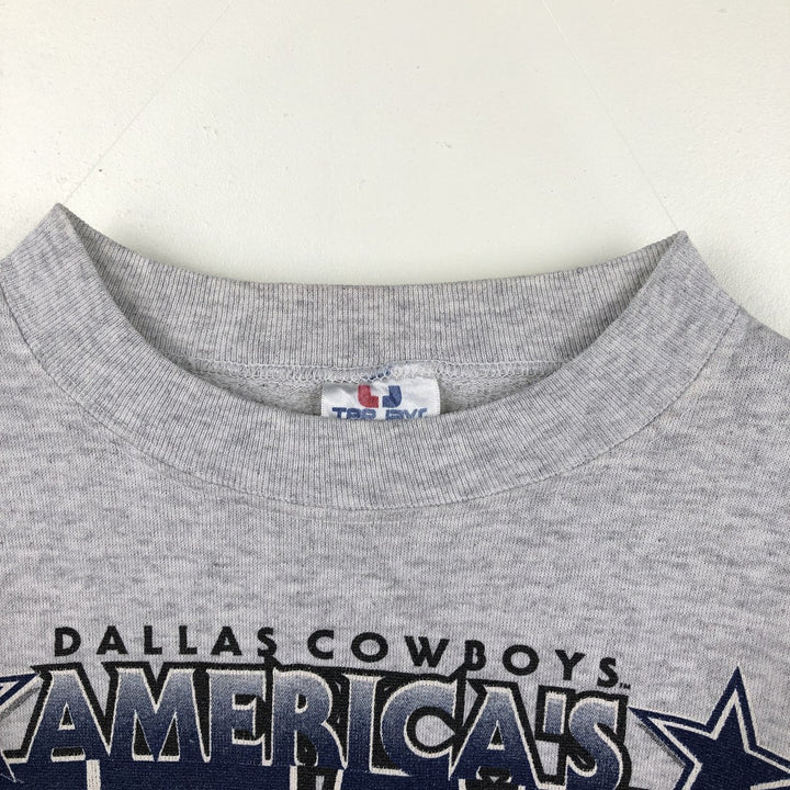 90'S Tee Jays NFL Dallas Cowboys Logo Sweatshirt, Made in USA, Men's Size L (Equivalent), Vintage polyester gray type Vintage Second Hand