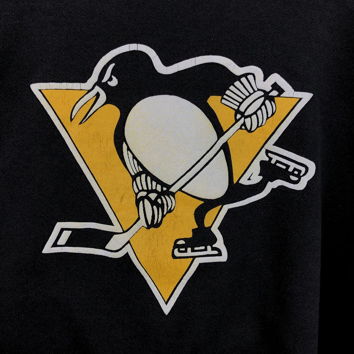 90'S NHL Pittsburgh Penguins High-Neck Logo Sweatshirt, Made in USA, Men's XL equivalent, Vintage polyester black type Vintage Second Hand