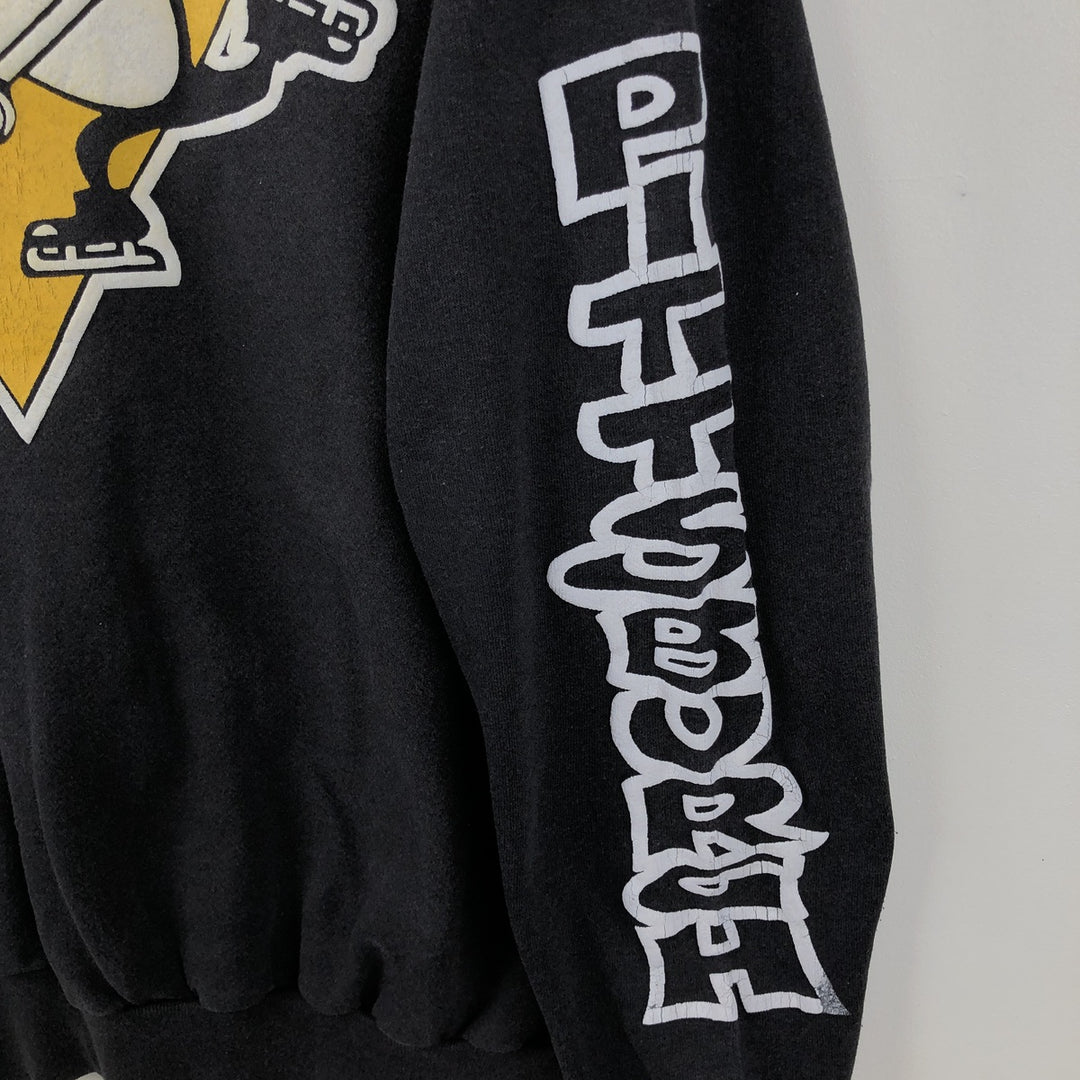 90'S NHL Pittsburgh Penguins High-Neck Logo Sweatshirt, Made in USA, Men's XL equivalent, Vintage polyester black type Vintage Second Hand