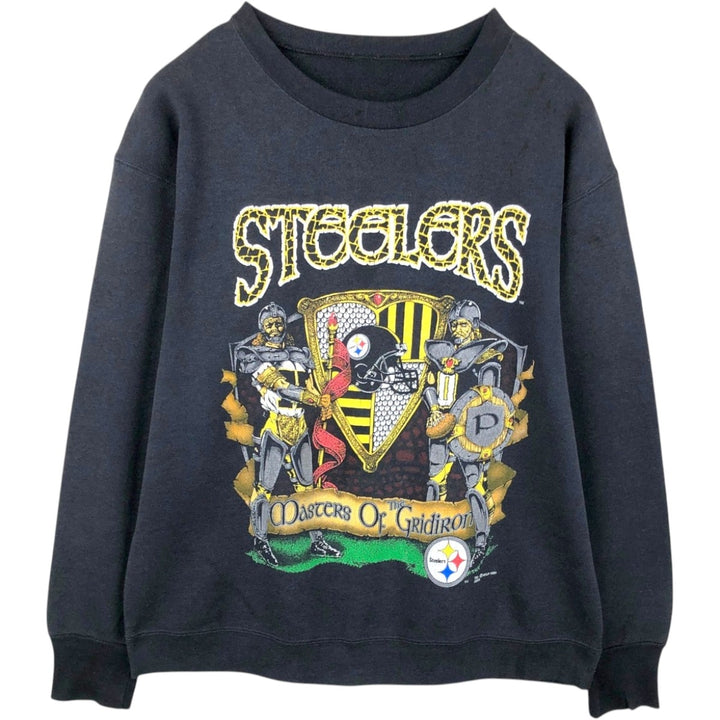 1990'S NFL Pittsburgh Steelers Logo Sweatshirt, Men's Size L (approx.), Vintage unclear black type Vintage Second Hand
