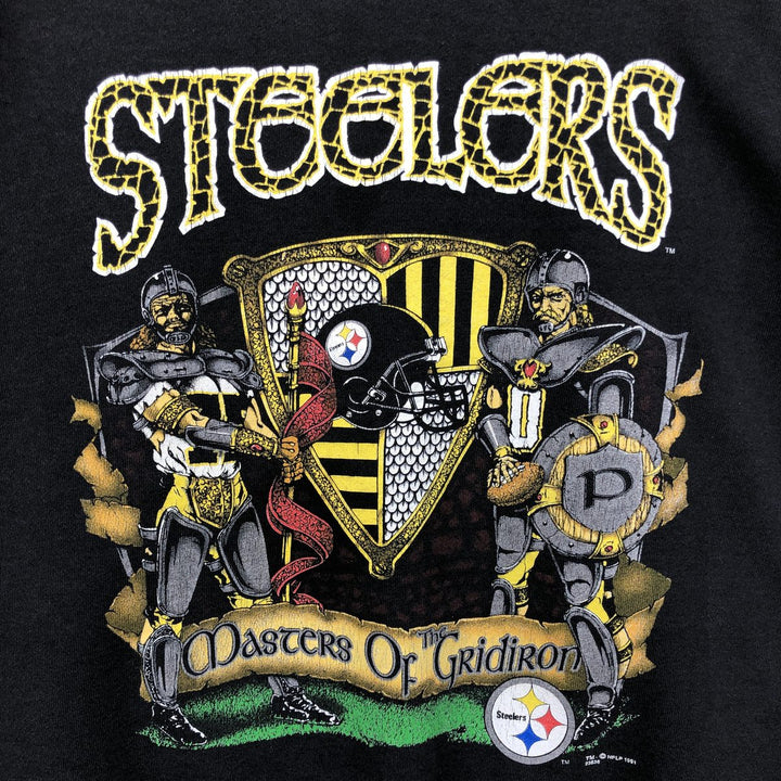 1990'S NFL Pittsburgh Steelers Logo Sweatshirt, Men's Size L (approx.), Vintage unclear black type Vintage Second Hand