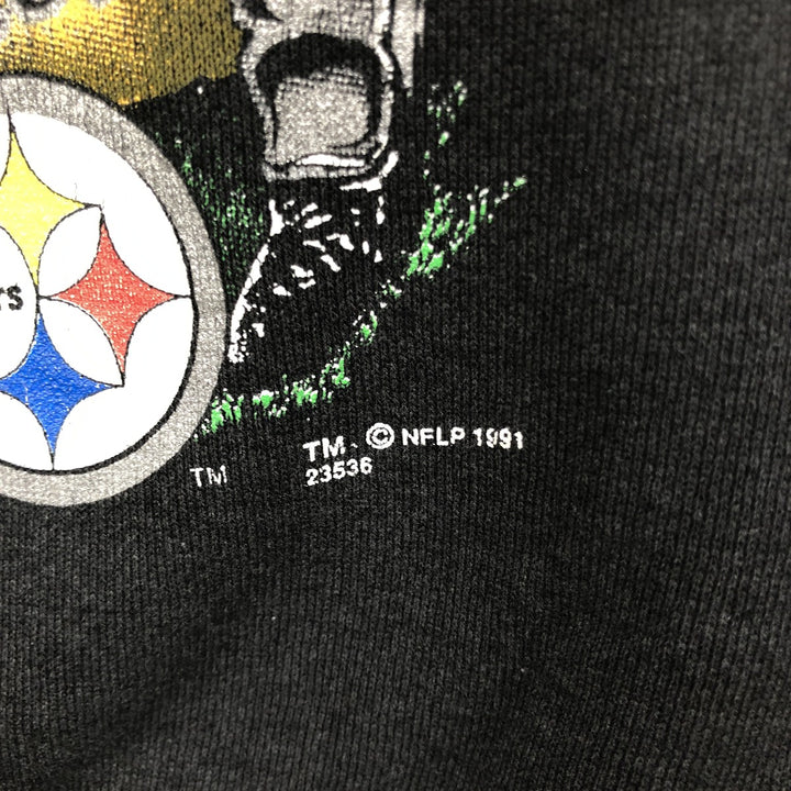 1990'S NFL Pittsburgh Steelers Logo Sweatshirt, Men's Size L (approx.), Vintage unclear black type Vintage Second Hand