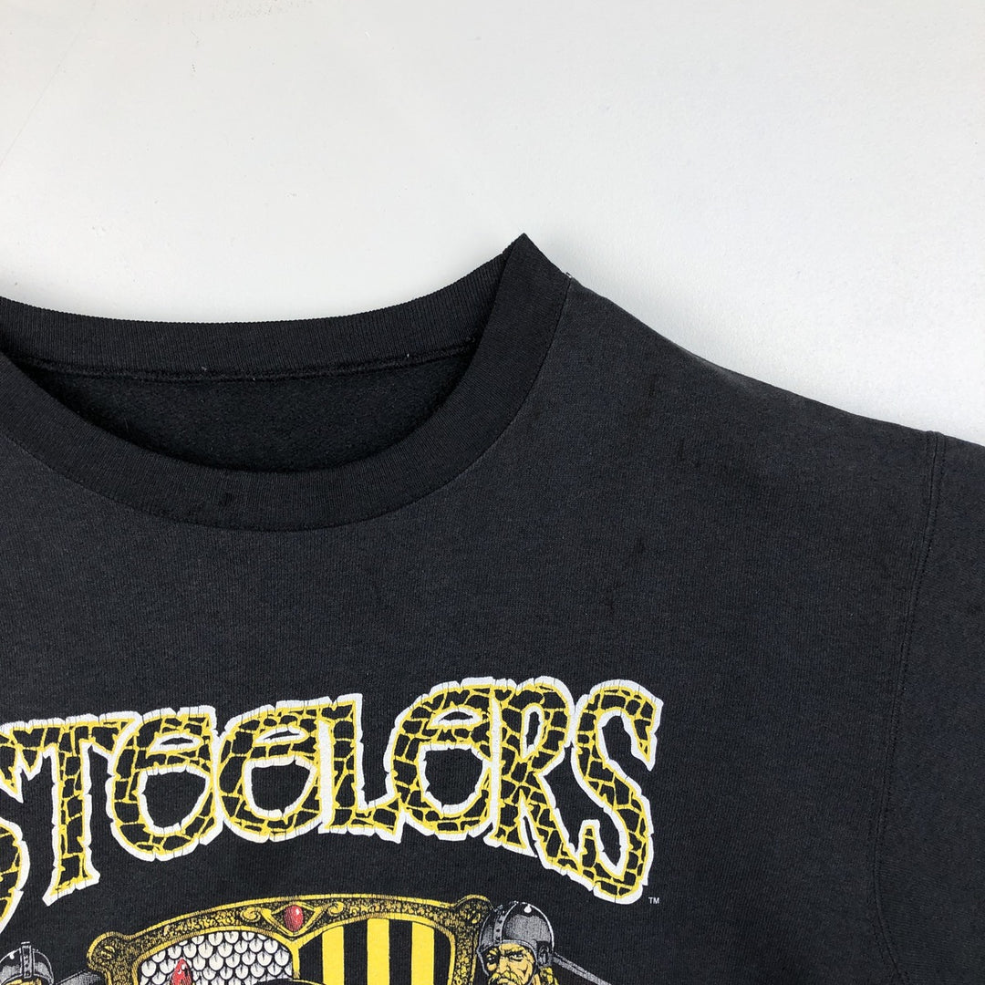 1990'S NFL Pittsburgh Steelers Logo Sweatshirt, Men's Size L (approx.), Vintage unclear black type Vintage Second Hand