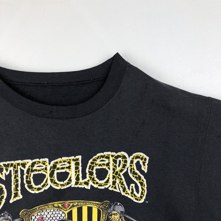 1990'S NFL Pittsburgh Steelers Logo Sweatshirt, Men's Size L (approx.), Vintage unclear black type Vintage Second Hand