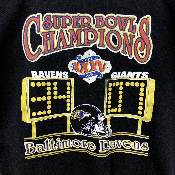 90'S TNT by TRAU & LOEVNER NFL Baltimore Ravens Logo Sweatshirt (Men's Size L) cotton black type Vintage Second Hand