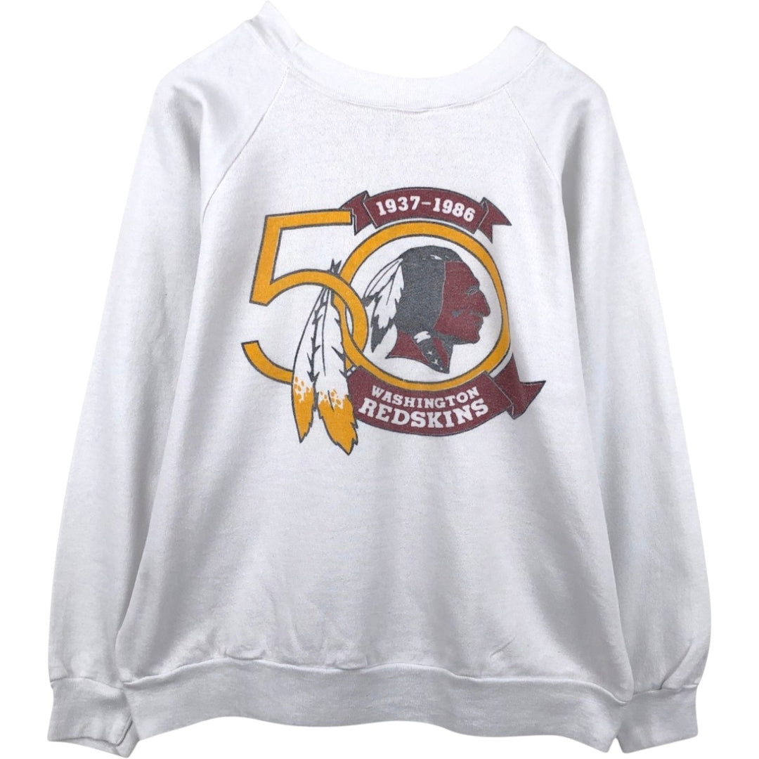 1980'S 202 USA NFL Washington Redskins Logo Sweatshirt, Made in USA, Men's Size L (approx.) polyester white type Vintage Second Hand