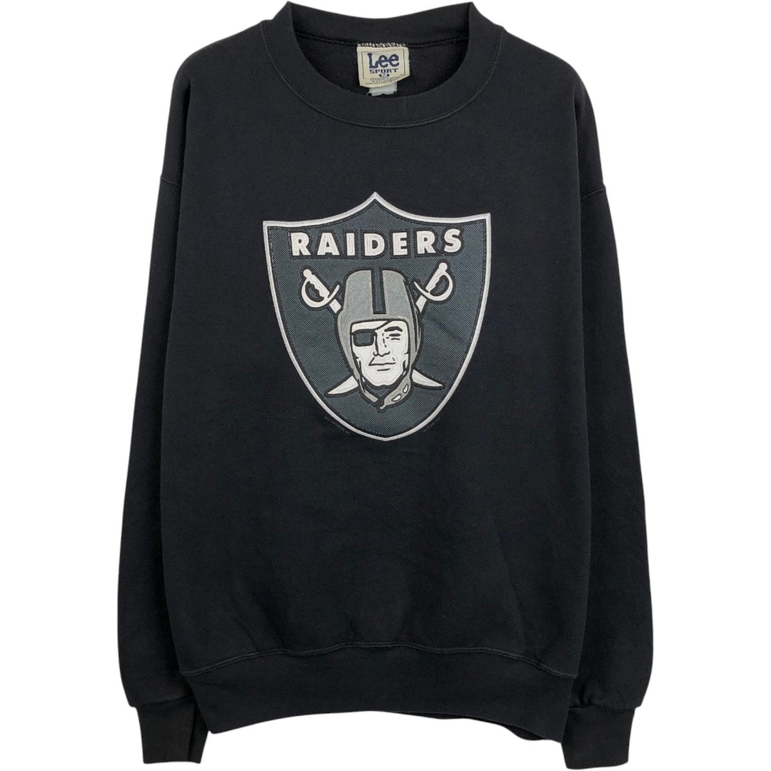 90'S Lee NFL Las Vegas Raiders Glitter Print Logo Sweatshirt, Men's Size M (Equivalent), Vintage unclear black type Vintage Second Hand