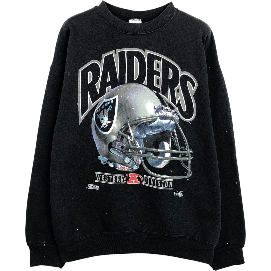 90'S NFL Las Vegas Raiders Print Sweatshirt, Made in USA, Men's XL (approx.), Vintage cotton black type Vintage Second Hand