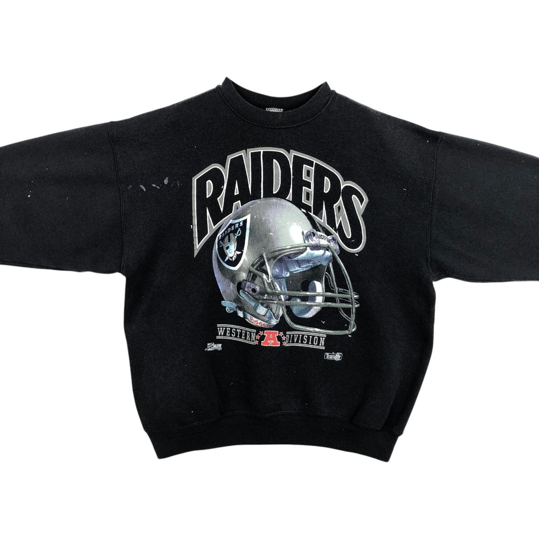 90'S NFL Las Vegas Raiders Print Sweatshirt, Made in USA, Men's XL (approx.), Vintage cotton black type Vintage Second Hand