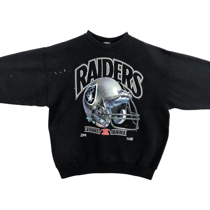 90'S NFL Las Vegas Raiders Print Sweatshirt, Made in USA, Men's XL (approx.), Vintage cotton black type Vintage Second Hand