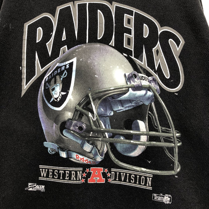 90'S NFL Las Vegas Raiders Print Sweatshirt, Made in USA, Men's XL (approx.), Vintage cotton black type Vintage Second Hand