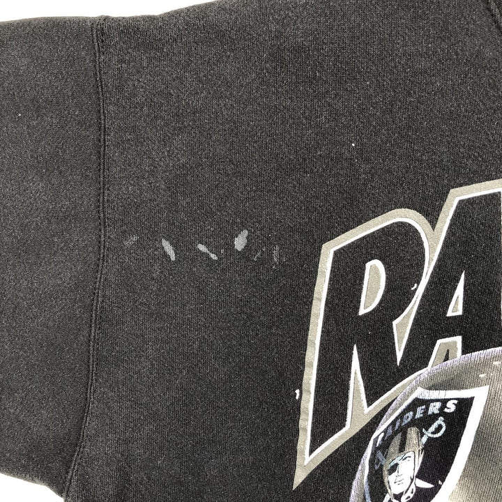 90'S NFL Las Vegas Raiders Print Sweatshirt, Made in USA, Men's XL (approx.), Vintage cotton black type Vintage Second Hand