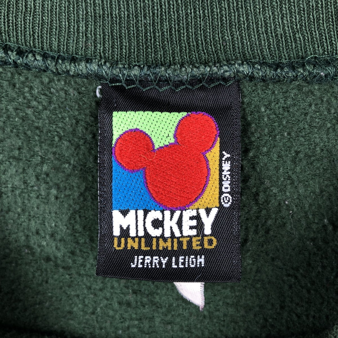 90'S Disney Mickey Mouse Character Sweatshirt, Men's Size XL (Equivalent), Vintage cotton Green type dark green Vintage Second Hand