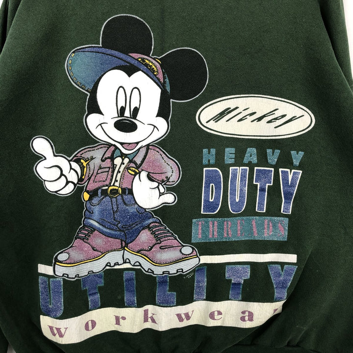 90'S Disney Mickey Mouse Character Sweatshirt, Men's Size XL (Equivalent), Vintage cotton Green type dark green Vintage Second Hand