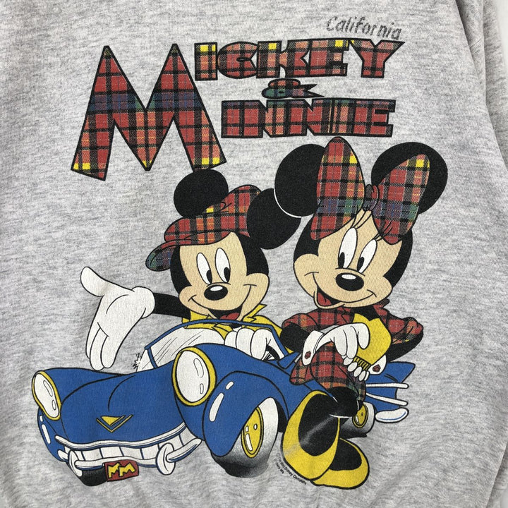 TULTEX Mickey Mouse & Minnie Mouse Character Sweatshirt, Men's Size L (Equivalent), Vintage cotton gray type Vintage Second Hand