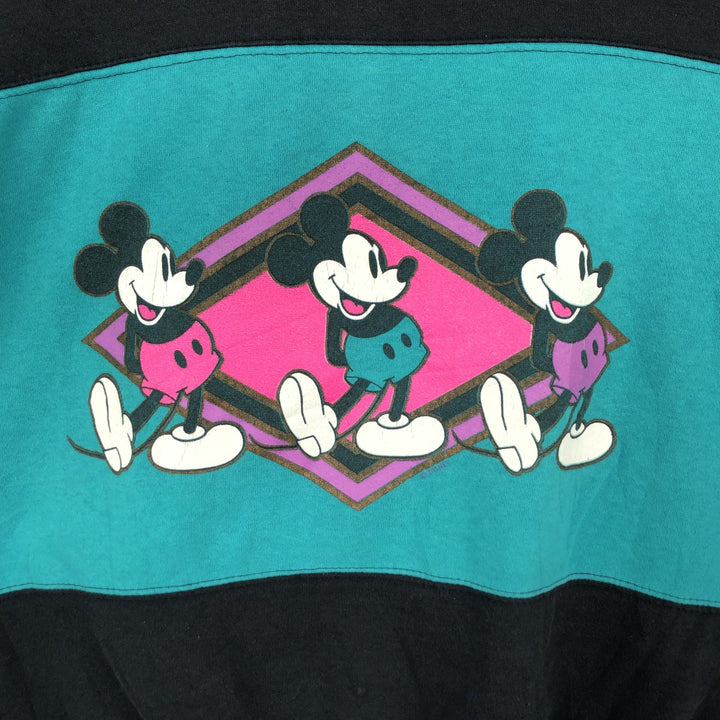80s-90'S Disney Mickey Mouse Character Sweatshirt, Made in USA, Men's XL equivalent, Vintage cotton green type Vintage Second Hand