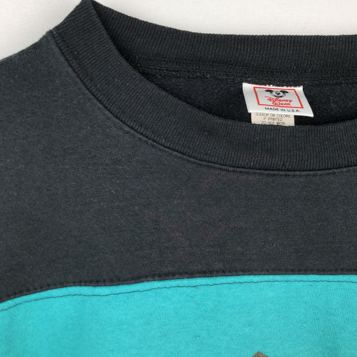 80s-90'S Disney Mickey Mouse Character Sweatshirt, Made in USA, Men's XL equivalent, Vintage cotton green type Vintage Second Hand