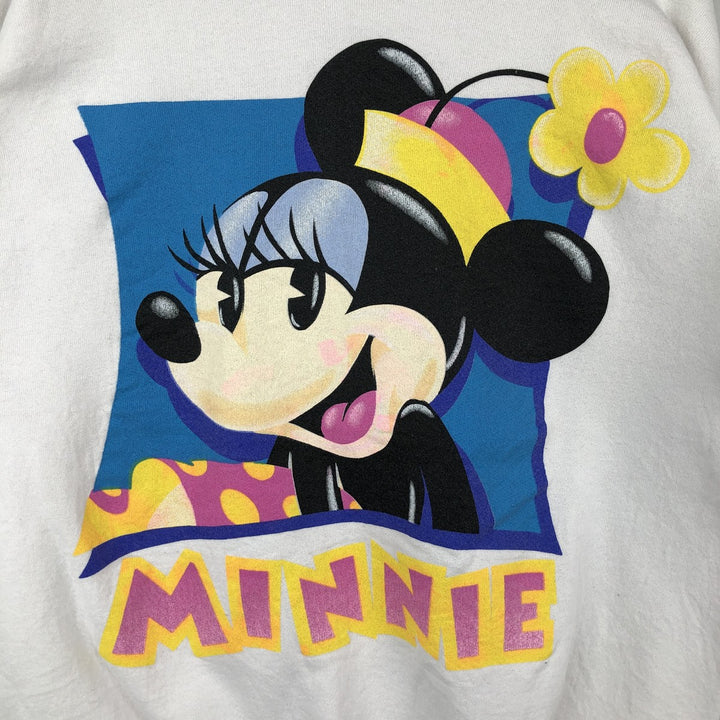 Disney MINNIE MOUSE character sweatshirt, made in the USA, men's size XL (approx.) cotton white type Vintage Second Hand