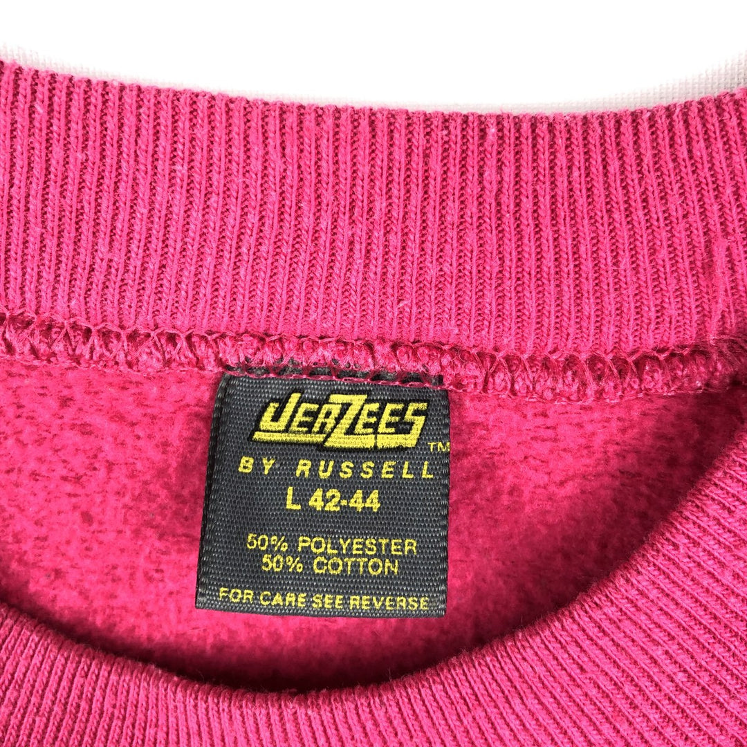 70s-80'S Jerzees by Russel Printed Sweatshirt, Made in USA, Men's Size L (approx.), Vintage polyester pink type Vintage Second Hand